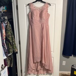 Source Unknown Pink Lace High Low Dress